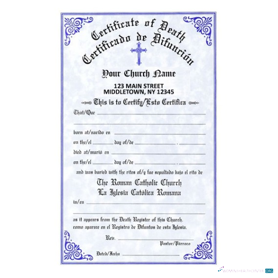 Download Certificate of death from church Photoshop template